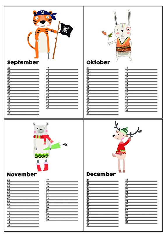 Kalender Kids A4 formaat